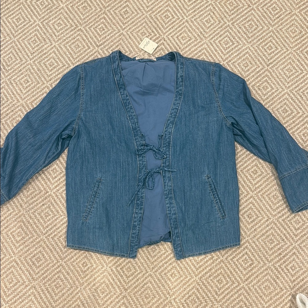 Blue Denim Open-Front Jacket